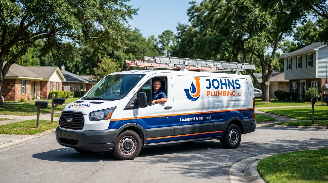 Johns Plumbing LLC service van in Milford, NJ