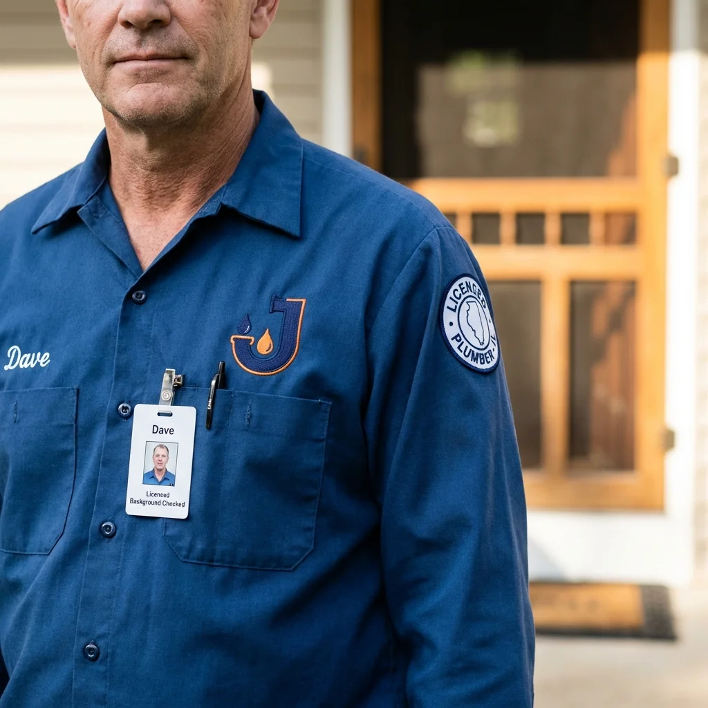 Licensed plumber showing ID badge in Milford, NJ