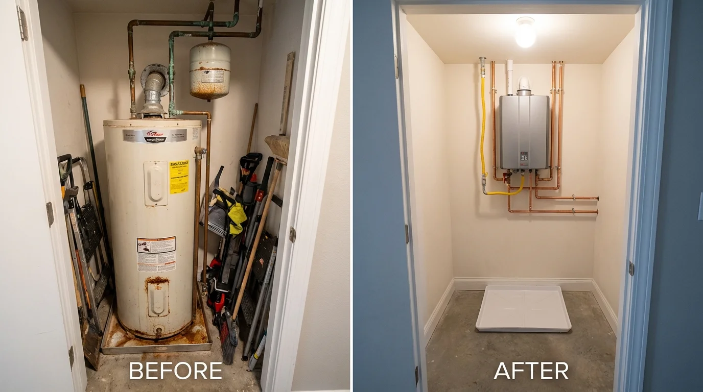 Tank water heater versus wall-mounted tankless unit comparison for Milford, NJ homeowners